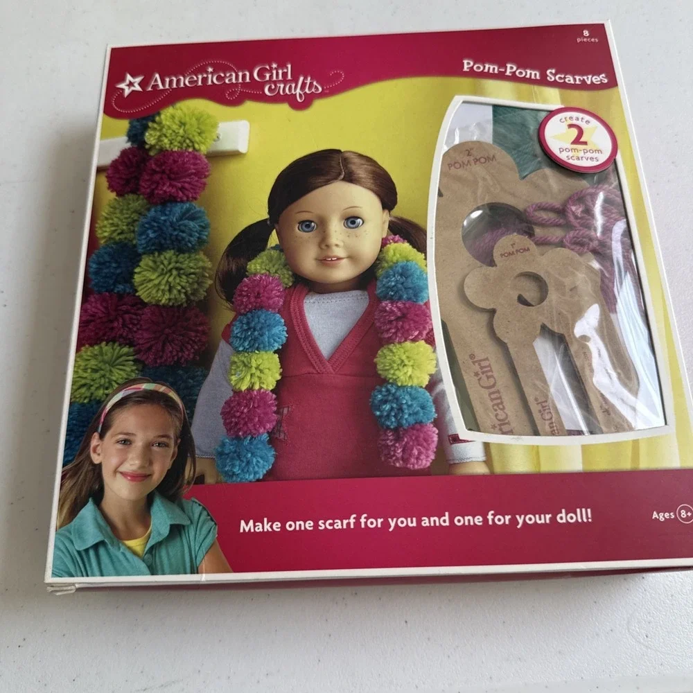 NEW American Girl Crafts Pom-Pom Scarves DIY Kit Summer Fun for You & Your Doll